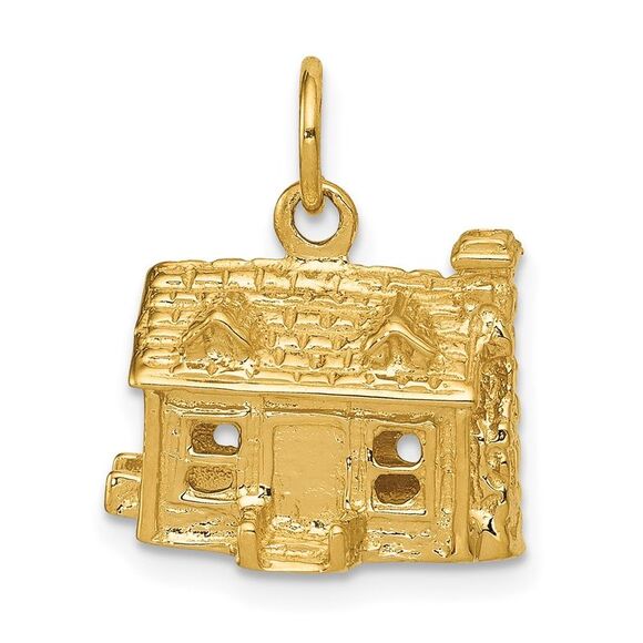 14k Yellow Gold 3D House Pendant - Picture 1 of 6